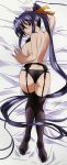  1_girl 1girl absurd_res absurdres akeno_himejima ass black_hair black_panties breasts dakimakura feet garter_belt high_school_dxd high_school_dxd_new highres himejima_akeno huge_filesize long_hair no_bra no_shoes official_art panties pink_eyes ponytail sideboob soles solo thighhighs top-down_bottom-up underwear very_long_hair 