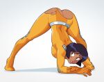  1girl alex_(totally_spies) ass ass_up bent_over big_ass blue_hair blush bob_cut bodysuit dark-skinned_female embarrassed embarrassing female_only going_commando jack-o&#039;_challenge jack-o_pose looking_back no_panties older older_female short_hair spread_legs suoiresnu torn_bodysuit totally_spies wardrobe_malfunction young_adult young_adult_female young_adult_woman 