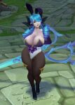  ass bunny_ears bunny_girl bunnysuit edit gwen_(league_of_legends) huge_ass huge_breasts league_of_legends riot_games thick_thighs 