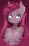  1girl anthro blue_eyes breasts earth_pony equine friendship_is_magic fur furry hair horse jovalic mammal my_little_pony nipples nude pink_fur pink_hair pinkamena_(mlp) pinkie_pie_(mlp) plain_background pony smile 