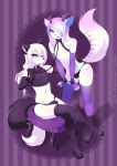 2boys akukun albedo_azura arctic_fox belly canine clothing collar domination eyeshadow fluffy_tail fox fur furry girly handcuffs high_heels horn legwear makeup male male_only mammal midriff navel panties purple_eyes re-sublimity-kun shackles stockings submissive tigox underwear yaoi