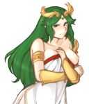 1girl 1girl 1girl armlet bangs big_breasts blush bracelet breast_slip breasts clavicle covering covering_breasts dress ears embarrassed forehead_jewel frown green_eyes green_hair high_resolution jewelry kid_icarus kid_icarus_uprising laurel_crown long_hair looking_at_viewer nintendo nipples one_breast_out_of_clothes palutena parted_bangs side_slit sketch swept_bangs tiara transparent_background tridisart vambraces very_high_resolution white_dress