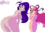 2015 2girls ass breasts crossover disney earrings giffany gravity_falls looking_back megasweet mighty_magiswords multiple_girls nipples nude sideboob smile vambre white_background