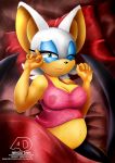  anthro arrowdark bat bed big_belly big_breasts fanart fetish furry pink_topwear pregnant rouge_the_bat sega sleepy video_games vore white_fur 