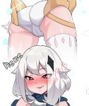 1girl ass big_ass genshin_impact multiple_views paimon_(genshin_impact) short_hair white_panties