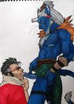  2boys auron final_fantasy final_fantasy_x kimahri yaoi 