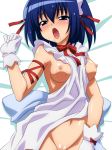  blue_eyes blue_hair blush bottomless bow breasts choker dakimakura gloves hairband kokubunji_koyori koyori_kokubunji lying maid naked_apron nipples nurse_witch_komugi nurse_witch_komugi-chan open_mouth ribbon saliva sugimura_tomokazu sweat tongue uncensored 