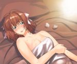 1girl a1 aftersex blush female female_only haruka_suzumiya hickey kimi_ga_nozomu_eien naked_sheet solo suzumiya_haruka sweat tissue tissues used_tissue