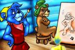  disney erect_penis erection erection_under_clothes gruffi_gummi gummi_bears gusto_gummi nude_male paint paintbrush painting_(artwork) posing_nude sfx 