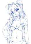  bra hayase_mitsuki kimi_ga_nozomu_eien lingerie misnon_the_great mitsuki_hayase monochrome open_clothes open_shirt shirt sketch underwear 