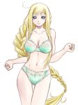 1girl alicia_florence aria_(manga) blonde_hair blue_eyes blush bra braid breasts collarbone large_breasts lingerie long_hair navel panties solo thigh_gap underwear underwear_only very_long_hair yaso_shigeru