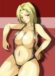 big_breasts bikini blonde_hair breasts brown_eyes hair ishida_baru lipstick makeup naruto nipples plump swimsuit tsunade v-string