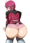  1girl all_fours ass blush bottomless gundam gundam_seed gundam_seed_destiny lunamaria_hawke pov_ass pussy red_hair solo thighhighs uncensored yanagi_hirohiko 