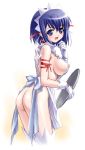  1girl apron areola areolae armband big_breasts blue_eyes blue_hair blush bottomless breasts choker cute erect_nipples gloves hair higuchi_isami huge_breasts kokubunji_koyori koyori_kokubunji large_breasts looking_back maid maid_headdress naked_apron nipples nurse_witch_komugi nurse_witch_komugi-chan short_hair sideboob solo thighhighs tray white_legwear white_thighhighs 