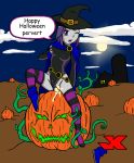 dc_comics dcau full_moon grey_skin hairless_pussy halloween hat jack-o'-lantern jack_o_lantern jk pale_skin pumpkin purple_eyes purple_hair pussy raven_(dc) short_hair stockings striped teen_titans witch_hat