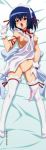  apron between_breasts blue_eyes blue_hair blush breasts dakimakura gloves hair_ornament hair_ribbon highres kokubunji_koyori koyori_kokubunji lying midriff navel nipples no_bra no_panties nurse_witch_komugi nurse_witch_komugi-chan open_mouth panties panties_around_leg panties_around_one_leg pussy pussy_juice ribbon saliva short_hair sugimura_tomokazu thighhighs uncensored underwear 