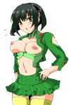 blush breasts dress hair_ornament hairclip katia katia_grineal nipples open_clothes open_shirt shirt short_hair sima skirt super_robot_wars super_robot_wars_judgement thighhighs zipper