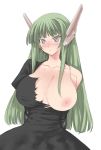  1girl breasts chachamaru_karakuri doll_joints fuyube_rion green_eyes green_hair huge_breasts karakuri_chachamaru mahou_sensei_negima mahou_sensei_negima! negima robot_ears solo torn_clothes 