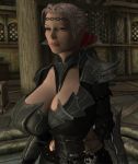 1girl grey_hair huge_breasts magician skyrim