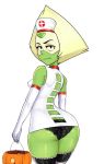  big_ass cosplay crystal_gems looking_back nurse_uniform panties peridot peridot_(steven_universe) sexy steven_universe stockings straight_face tight_clothing 