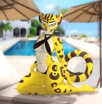  1girl alluring anthro big_ass big_breasts bikini cheetah cute disney feline fuli maasakari pool posing quarko-muon seductive swimming_pool tail the_lion_guard yellow_skin 