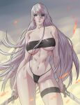  1girl alluring arttoru athletic_female bare_legs big_breasts bikini curvaceous female_abs female_only fit_female hourglass_figure nier:_automata thick_thighs white_hair yorha yorha_a2 yorha_type_a_no._2 