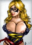  avengers big_breasts blonde_hair breasts carol_danvers cleavage domino_mask flashing flashing_breasts huge_breasts large_areolae looking_at_viewer marvel mask ms._marvel nipples orvilleart_(artist) taylor_stevens 