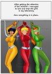 alex_(totally_spies) big_breasts bodysuit bondage breasts clover_(totally_spies) comic gas_mask mind_control older older_female oo_sebastian_oo sam_(totally_spies) syringe text totally_spies visor young_adult young_adult_female young_adult_woman