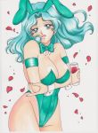 1_girl 1girl aqua_hair bishoujo_senshi_sailor_moon bow_tie bunny_ears bunny_girl female female_only kaiou_michiru leotard looking_at_viewer michiru_kaioh michiru_kaiou mostly_nude rascal_(artist) sailor_moon sailor_neptune solo standing strapless_leotard