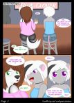  1girl anthro ass bar brown_hair canine clothing comic dog english_text furry green_eyes hair husky mammal pink_eyes rat rodent text white_hair woofyrainshadow_(artist) 