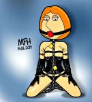 bondage breasts chains corset family_guy gag gloves lois_griffin nipple_rings panties