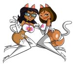  2_girls ass black_eyes black_hair boots breasts brown_hair brown_skin cartoon_network cleavage courtney_(tdi) dark-skinned_female ellody_(the_ridonculous_race) female_only freckles glasses gloves grimphantom hourglass_figure latina multiple_girls neko_kittens nerd shiny shiny_skin short_hair smile the_ridonculous_race thick_ass thick_legs thick_thighs total_drama_island 