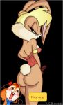  anthro ass ass backshot bottomless furry lola_bunny long_ears looney_tunes mammal rabbit smile space_jam transparent_background 