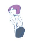  1girl 6teen ass big_ass bottomless brokenlynx gif looking_back mooning nikki_wong no_panties nose_piercing pants_down pants_drop pierced_nose piercing purple_hair short_hair smile undressing 