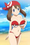 1girl alluring bandanna beach bikini blue_eyes brown_hair creatures_(company) creatures_inc. female_only game_freak haruka_(pokemon) humans_of_pokemon may may_(pokemon) nintendo ocean outside pokemon pokemon_(anime) pokemon_diamond_pearl_&_platinum pokemon_dppt short_hair solo_female ワラベのリズム