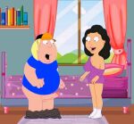 bonnie_swanson chris_griffin erect_nipples_under_clothes erect_penis family_guy huge_breasts huge_penis pants_down thighs