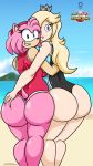  2_girls 2girls amy_rose ass ass-to-ass ass_focus ass_grab back back_view backboob bare_arms bare_legs beach big_ass big_breasts big_butt bimbo blonde_hair blue_eyes bottom_heavy breasts bubble_ass bubble_butt crossover crown fat_ass female_only from_behind furry grabbing_ass green_eyes hedgehog huge_ass human large_ass long_hair looking_at_viewer looking_back mario_&amp;_sonic_at_the_olympic_games mario_(series) mario_and_sonic_at_the_olympic_games nintendo one-piece_swimsuit outdoors pink_fur pink_hair presenting presenting_hindquarters princess_rosalina rear_view rosalina seductive sega sexy sexy_ass sexy_body sexy_breasts silenttandem sleeveless_leotard smile smiling sonic sonic_the_hedgehog_(series) standing super_mario_bros. super_smash_bros. thick_ass thick_thighs wide_hips yuri 