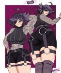  1girl ass black_hair breasts fanart female_only karmavt owozu thighs vtuber 