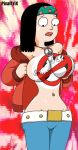 american_dad bandana belt black_hair bodypaint breasts crossover flashing ghostbusters hayley_smith hoodie jeans necklace nipples pixaltrix