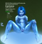  blue_eyes blue_hair breasts catthouse cortana halo_(series) looking_at_viewer masturbation microsoft nude oni_(artist) pussy text toes 