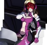 1_girl 1girl angelise_ikaruga_misurugi anime armor blonde_hair bodysuit breasts cleavage cleavage_cutout cross_ange gun holding holding_gun looking_at_viewer short_hair tagme visor weapon