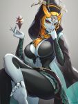 1girl 1girl alluring big_breasts blonde_hair feet gonzarez high_res hips light-skinned_female light_skin long_hair midna midna_(human) midna_(true) naughty_face nintendo red_eyes smile the_legend_of_zelda the_legend_of_zelda:_twilight_princess thick_thighs thighs two_tone_body wide_hips