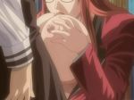 age_difference anime big_breasts breasts breasts_out cleavage_(game) clothed_female clothed_male fellatio gif glasses green_eyes hentai ichinose_sayaka library lipstick long_hair milf oral paizuri panning_up red_hair teacher_and_student toudou_yuuto