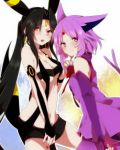 2girls big_breasts black_fur blacky_(pokemon) creatures_(company) dark_type_pokemon eeveelution eifie_(pokemon) espeon espeon_(pokemon) furry game_freak gen_2_pokemon looking_at_viewer nintendo pokemon pokemon_(anime) pokemon_(creature) pokemon_(game) pokemon_(species) pokemorph psychic_type_pokemon purple_fur tail takeshima_(nia) umbreon