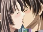 anime blush brother_and_sister brown_hair cleavage_(game) closed_eyes french_kiss gif hentai incest kissing toudou_erika toudou_yuuto