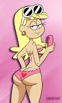 big_ass black_eyes blonde_hair breasts bubble_butt frilly_panties heart leni_loud long_hair looking_back nickelodeon panties pink_panties scobionicle99 shiny shiny_skin smile sunglasses the_loud_house underwear