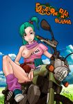 blue_hair breasts bulma bulma_briefs clit clitoris dragon_ball flashing gloves hair kikebrikex_(artist) looking_at_viewer nipples panties panties_aside presenting pussy shaved shirt_pull smile teen vagina