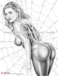  1girl armando_huerta ass big_breasts bodysuit breasts chloe_grace_moretz chloe_moretz covered_breasts dat_ass erect_nipples erect_nipples_under_clothes ghost_spider gwen_stacy hood hoodie legs long_hair marvel marvel_comics monochrome nipples spider-gwen spider-man:_into_the_spider-verse spider-man_(series) thighs tight tight_clothes 