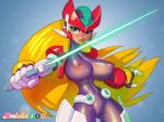 big_breasts breasts genderswap gif megaman robot sword weapon zero