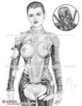 armando_huerta big_breasts bodysuit breasts brianna_hildebrand deadpool ellie_phimister katana marvel marvel_comics mask monochrome negasonic_teenage_warhead nipples pussy short_hair torn_clothes weapon x-men